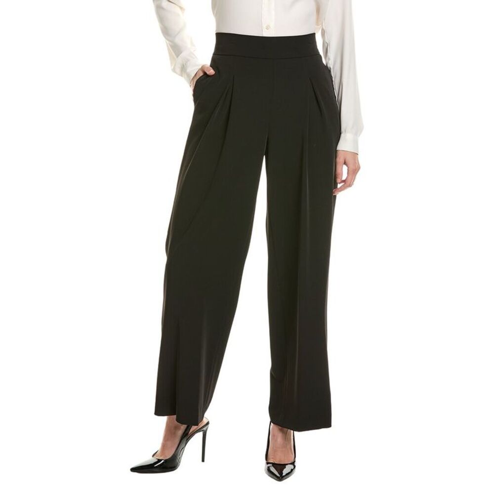 Anne Klein Womens  High-Rise Pleat Pant, Black